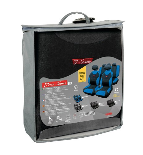 Kit completo coprisedili fodere auto universali cotone Drive Jeans Antraci