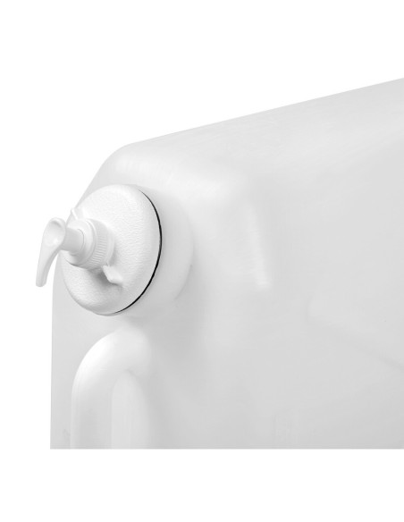 Tanica in plastica 25L con rubinetto in metallo e dispenser porta sapone