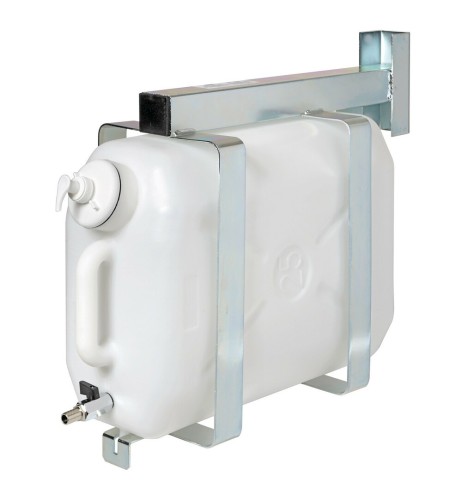 Tanica in plastica 25L con rubinetto in metallo e dispenser porta sapone
