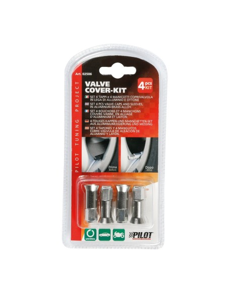 Set 4 tappi e 4 manicotti coprivalvola auto moto