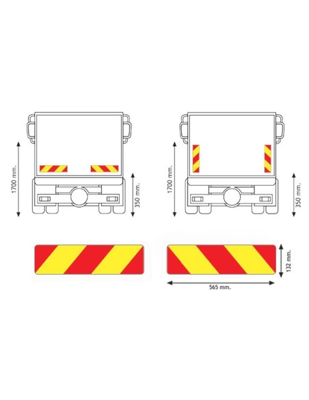 2 pannelli riflettenti RF alluminio x autocarro fino a 3500Kg omologati 1 2