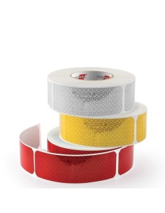 Nastro segnaletico riflettente omologato Bicma per cisterne Rosso 50m