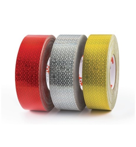 Nastro segnaletico riflettente omologato Bicma superfici telonate Rosso 50m