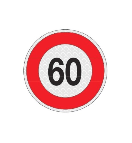 Segnale adesivo riflettente omologato velocita 60km 200mm