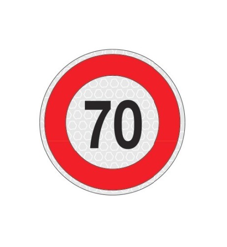 Segnale adesivo riflettente omologato velocita 70km 200mm