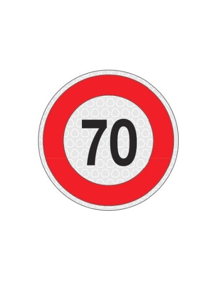 Segnale adesivo riflettente omologato velocita 70km 200mm