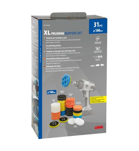Set Lucidatura 31pz Tamponi Spugne adattatori M10