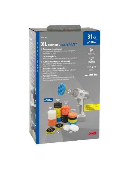 Set Lucidatura 31pz Tamponi Spugne adattatori M10