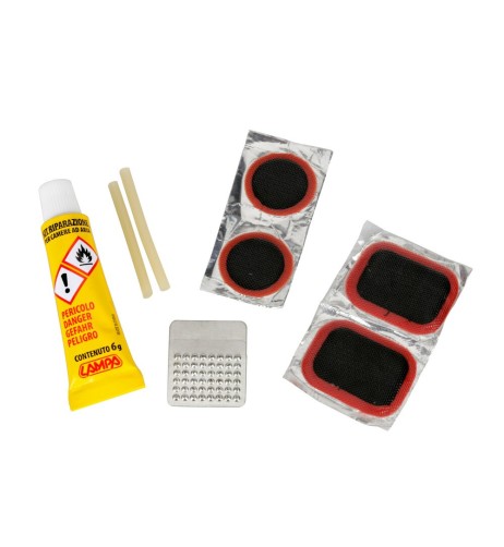 Kit riparazione con mastice e toppe per camere d aria bici