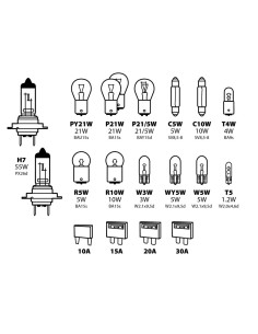 Kit lampadine di ricambio 19 pezzi H7 12V fusibili
