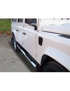 Pedane laterali ovali in acciaio inox lucido Land Rover Defender 110