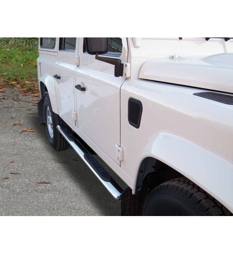 Pedane laterali ovali in acciaio inox lucido Land Rover Defender 110