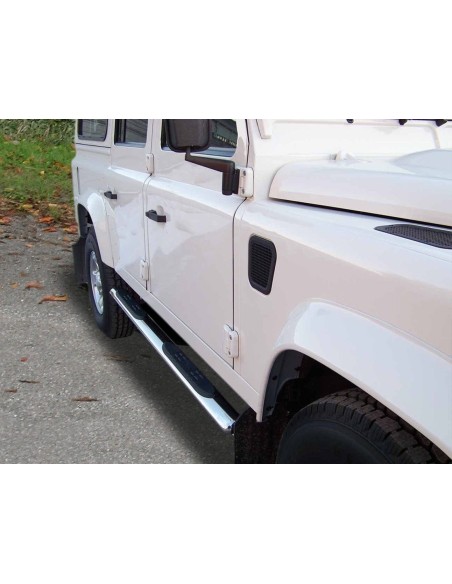 Pedane laterali ovali in acciaio inox lucido Land Rover Defender 110