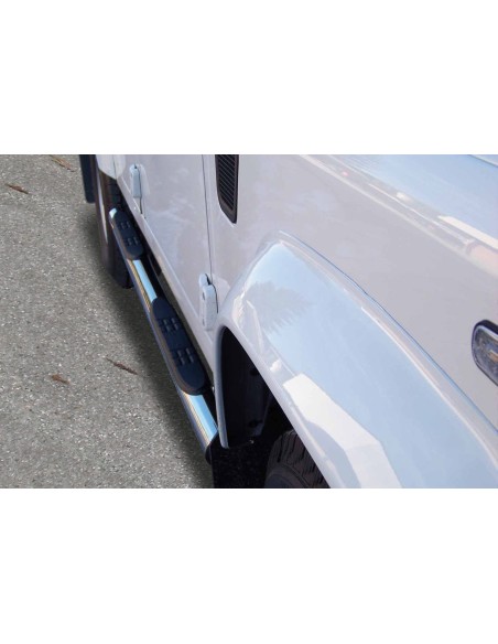 Pedane laterali in acciaio inox lucido 70mm Land Rover Defender 110