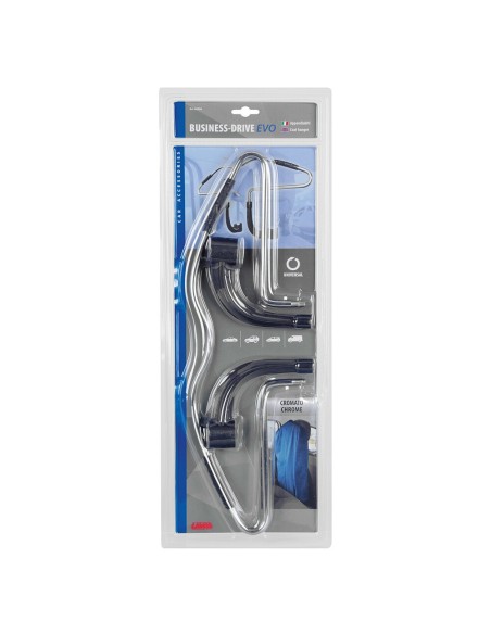 Appendiabiti da viaggio cromato universale con fissaggio al poggiatesta