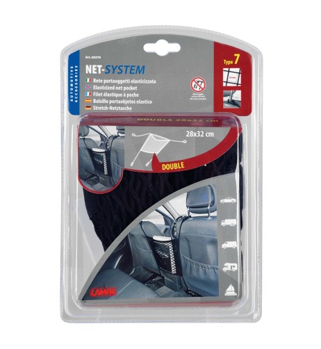 Tasca a rete elasticizzata multiuso per installazione tra i sedili 28x32cm