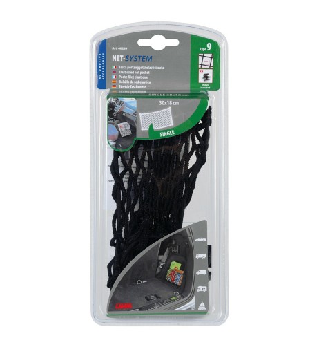 Tasca a rete elasticizzata multiuso fissaggio a bottone 30x18cm