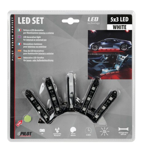 Set strisce decorative interno esterno 5x3 led 12V bianco