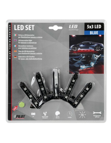 Set strisce decorative interno esterno 5x3 led 12V blu