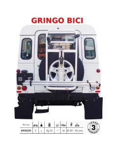 Portabici per fuoristrada e jeep fissaggio a ruota di scorta 2 biciclette