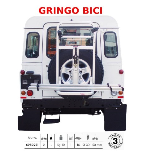 Portabici per fuoristrada e jeep, fissaggio a ruota di scorta, 2 biciclette