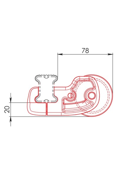 Rullo posteriore L96cm per barre commerciali Nordrive kargo