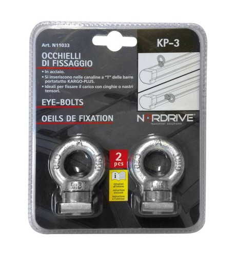 Coppia occhielli di fissaggio in acciaio per canaline a T