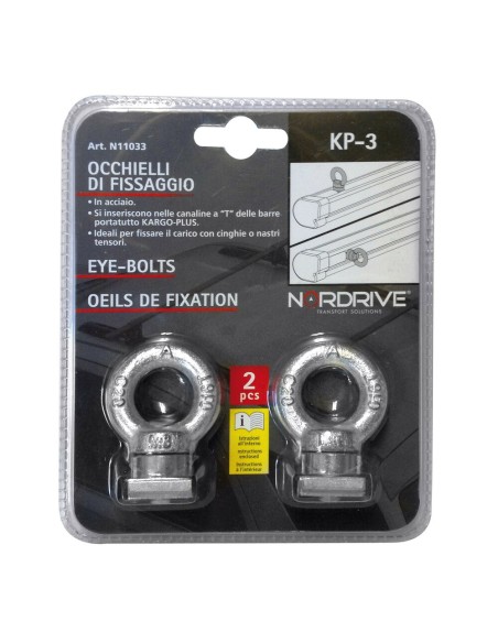 Coppia occhielli di fissaggio in acciaio per canaline a T