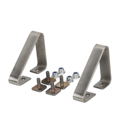 Coppia fermacarico in acciaio inox H70mm per barre con canalina