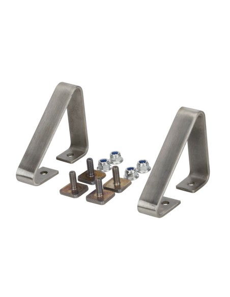 Coppia fermacarico in acciaio inox H70mm per barre con canalina