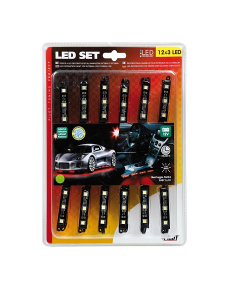 Set strisce decorative interno esterno 12x3 led 12V rosso