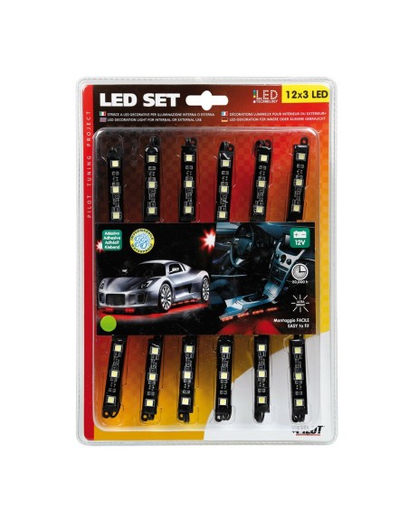 Set strisce decorative interno esterno 12x3 led 12V bianco