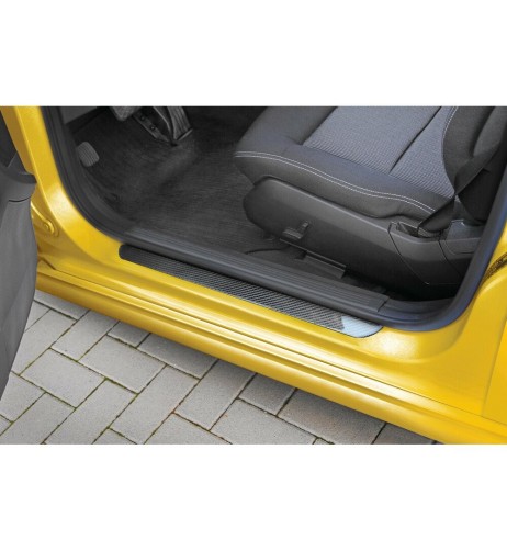 Coppia profili battitacco portiera adesivi carbon look 300x55mm