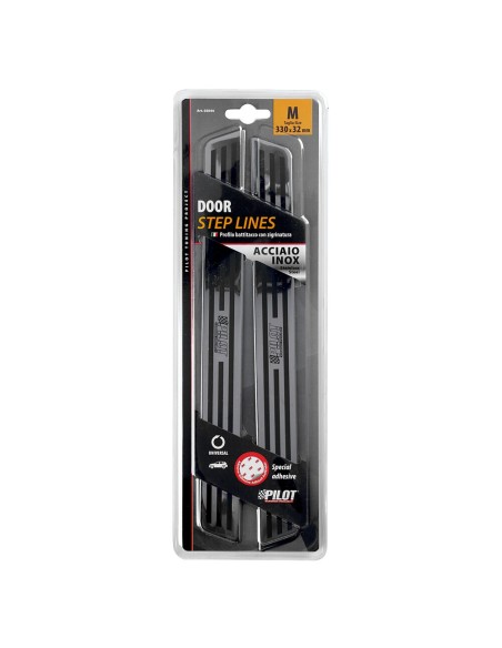 Coppia profili battitacco universale acciaio inox 330x32mm