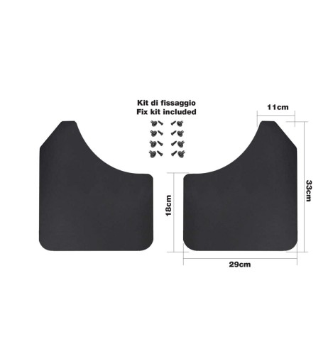 Coppia paraspruzzi auto universali in ABS flessibile