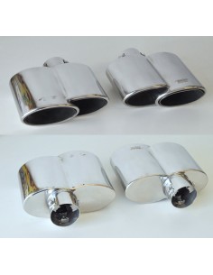 Coppia terminali scarico universali inox doppio ovale 34 57mm 2