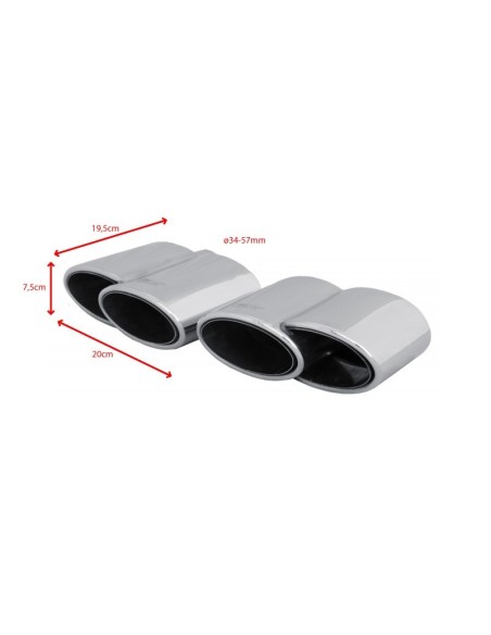 Coppia terminali scarico universali inox doppio ovale 34 57mm