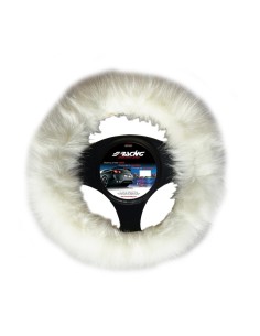 Coprivolante auto 37 39cm Simoni Racing soffice pelliccia ecologica bianca