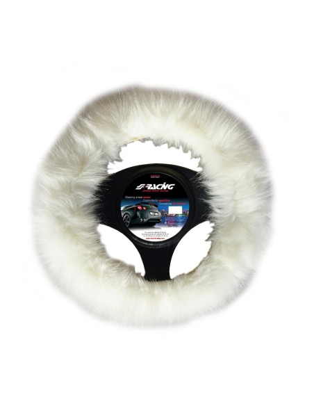 Coprivolante auto 37 39cm Simoni Racing soffice pelliccia ecologica bianca