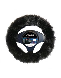 Coprivolante auto 37 39cm Simoni Racing soffice pelliccia ecologica nera