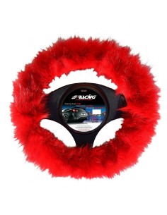Coprivolante auto 37 39cm Simoni Racing soffice pelliccia ecologica rossa