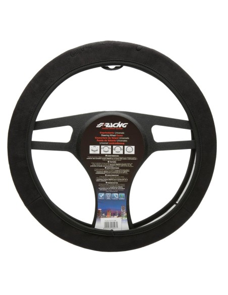Coprivolante auto diametro 35 38cm Simoni Racing Black Face microfibra nera