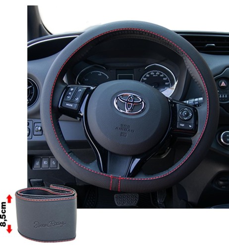 Coprivolante auto diametro 37 39cm Simoni Racing avvolgente ecopelle nera r