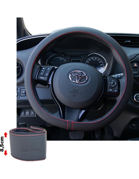 Coprivolante auto diametro 37 39cm Simoni Racing avvolgente ecopelle nera r