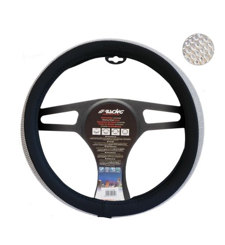 Coprivolante auto diametro 37 39cm Simoni Racing Black Diamonds eco pelle