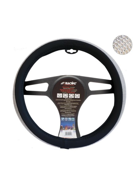 Coprivolante auto diametro 37 39cm Simoni Racing Black Diamonds eco pelle