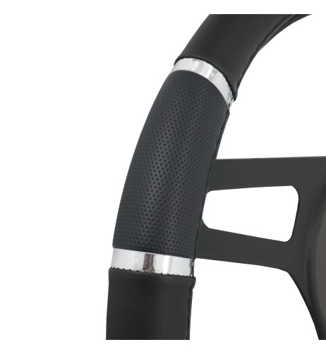 Coprivolante auto diametro 37 39cm Simoni Racing eco pelle nera inserti cro