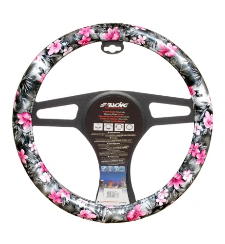 Coprivolante auto diametro 37 39cm Simoni Racing Flower eco pelle floreale