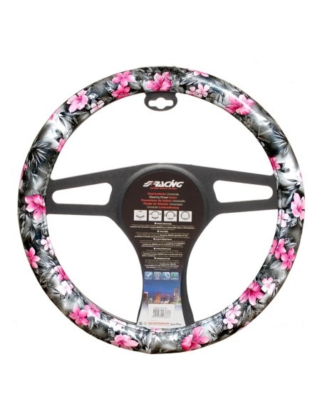 Coprivolante auto diametro 37 39cm Simoni Racing Flower eco pelle floreale