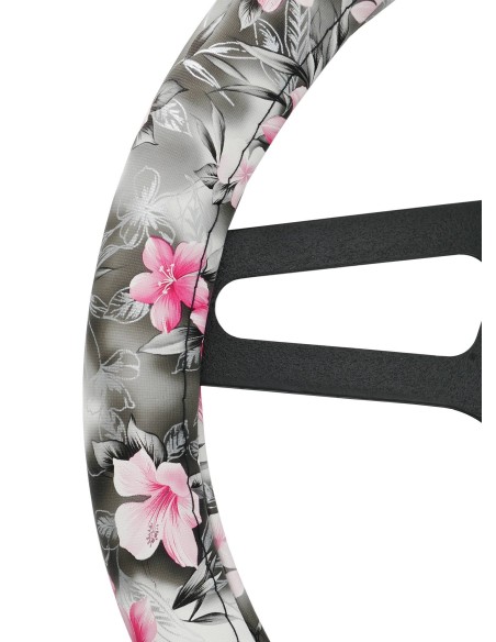 Coprivolante auto diametro 37 39cm Simoni Racing Flower eco pelle floreale